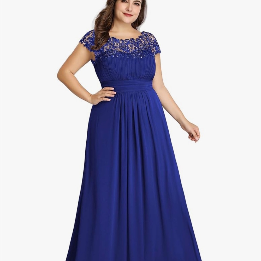 Ever Pretty Royal Blue Lace Evening Dress